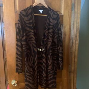 Charter Club Brown and Black Animal Print  sweater jacket